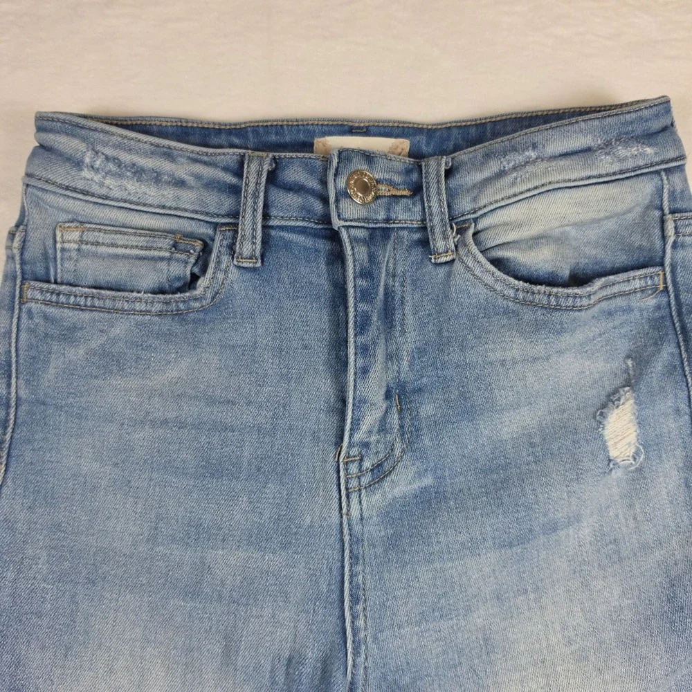 Altar'd State Vervet Distressed High Rise Straight Leg‎ Jeans Blue 25 V2218